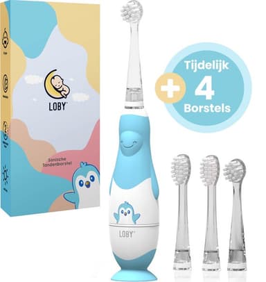 Loby Elektrische tandenborstel kind - Baby tandenborstel - Met Timer - 0 t/m 4 Jaar - Blauw