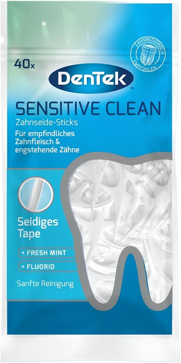 Sensitive Clean Floss Picks (40 Pieces) Extremely Soft Dental Floss For Sensitive Teeth And Irritated Gums - Dentek