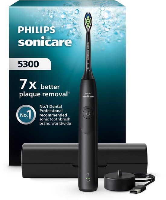 Philips Sonicare 5300 Series - Elektrische Tandenborstel - Zwart - Reisetui - Wittere tanden - HX7101/02