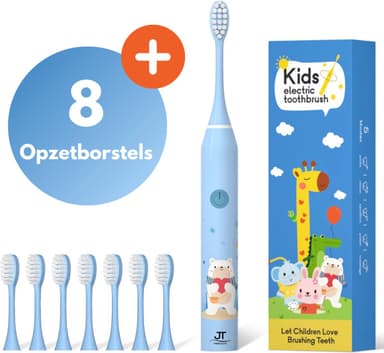 JT Products Sonische Elektrische Baby Tandenborstel Blauw Ijsbeer – Vanaf 3 Jaar - Oplaadbaar - Met Timer - 5 Poetsstanden - Peuter - Kind - Waterdicht - Cadeau Baby - Elektrische Tandenborstel Kinderen - Kindertandenborstel - Electrisch