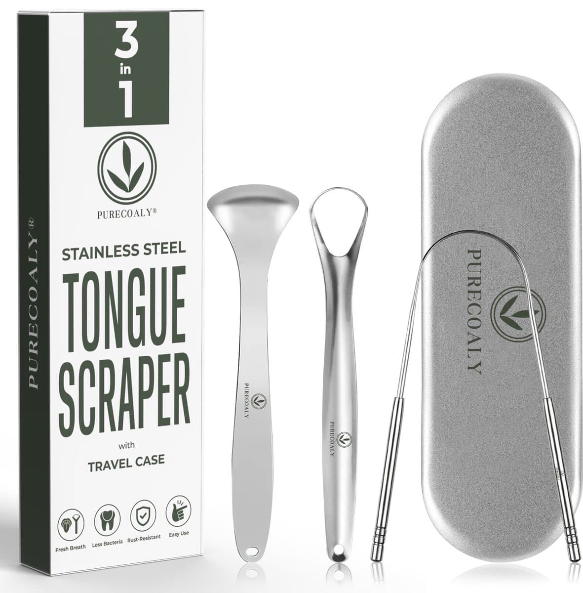 PURECOALY Tongschraper RVS 3-delige Set