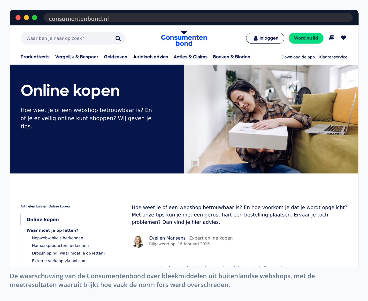De waarschuwing van de Consumentenbond over bleekmiddelen uit buitenlandse webshops, met de meetresultaten waaruit blijkt hoe vaak de norm fors werd overschreden.