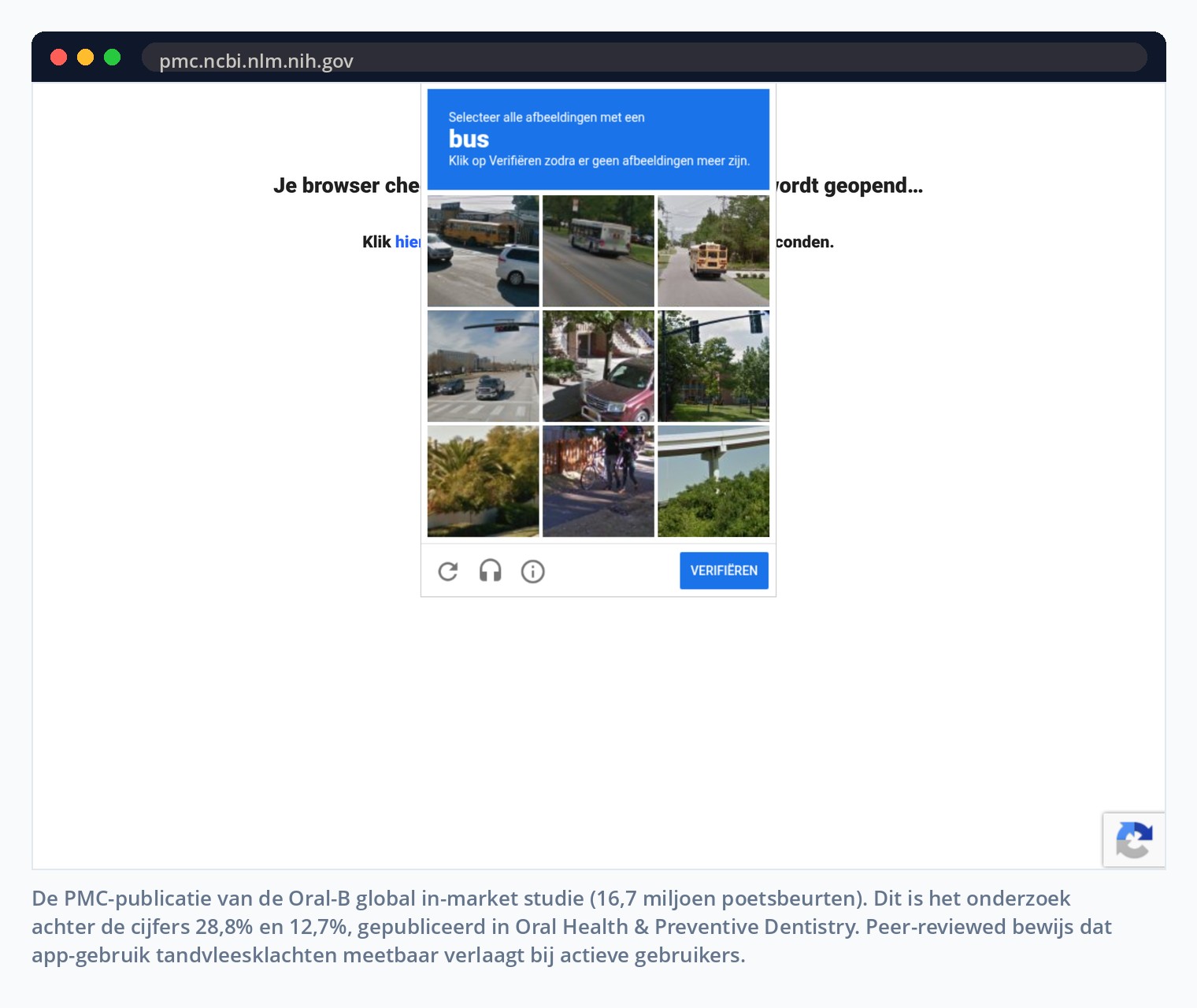 De PMC-publicatie van de Oral-B global in-market studie (16,7 miljoen poetsbeurten). Dit is het onderzoek achter de cijfers 28,8% en 12,7%, gepubliceerd in Oral Health & Preventive Dentistry. Peer-reviewed bewijs dat app-gebruik tandvleesklachten meetbaar verlaagt bij actieve gebruikers.