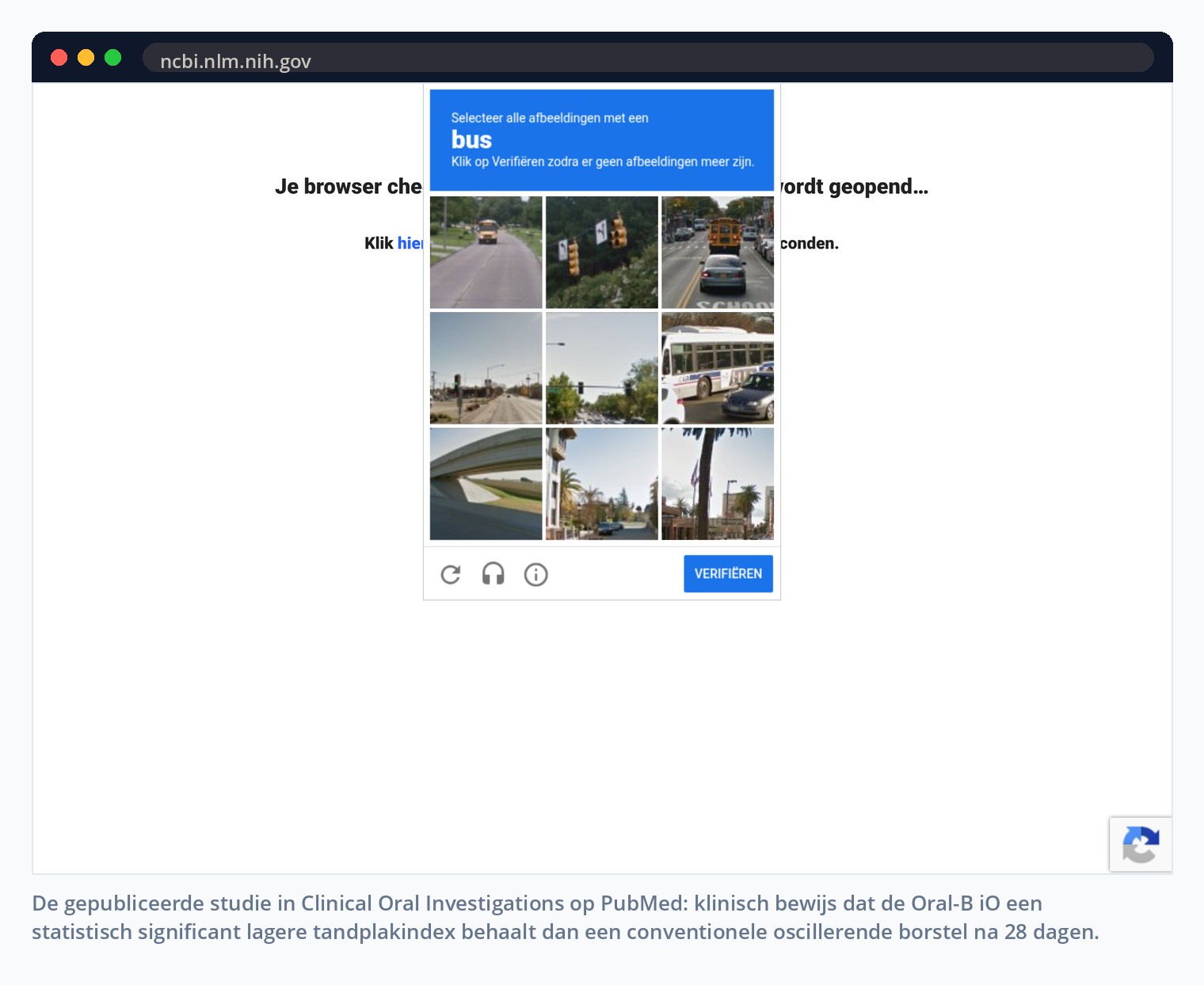 De gepubliceerde studie in Clinical Oral Investigations op PubMed: klinisch bewijs dat de Oral-B iO een statistisch significant lagere tandplakindex behaalt dan een conventionele oscillerende borstel na 28 dagen.